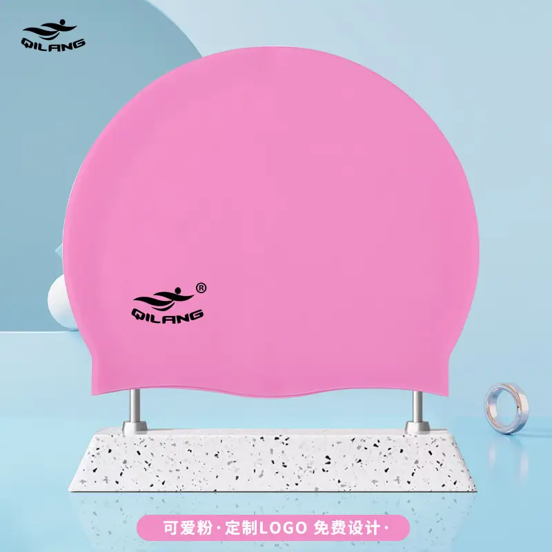 Qilang Silicone Swimming Cap Wholesale for Adults and Kidsren 50g Waterproof Men and Women Long Hair Swimming Cap Custom Made with Logo