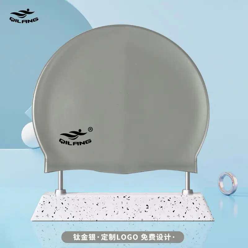 Qilang Silicone Swimming Cap Wholesale for Adults and Kidsren 50g Waterproof Men and Women Long Hair Swimming Cap Custom Made with Logo