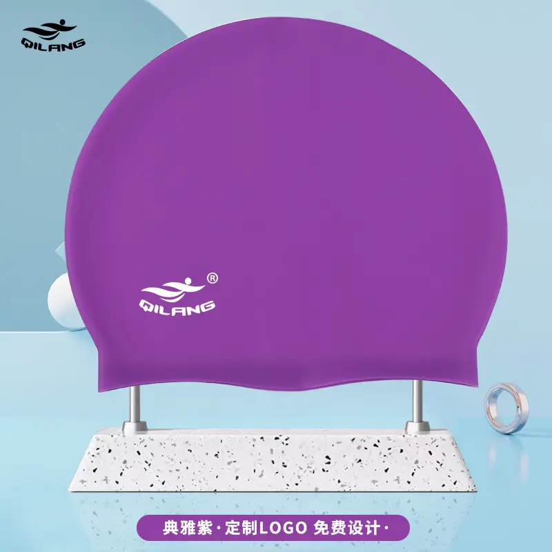 Qilang Silicone Swimming Cap Wholesale for Adults and Kidsren 50g Waterproof Men and Women Long Hair Swimming Cap Custom Made with Logo