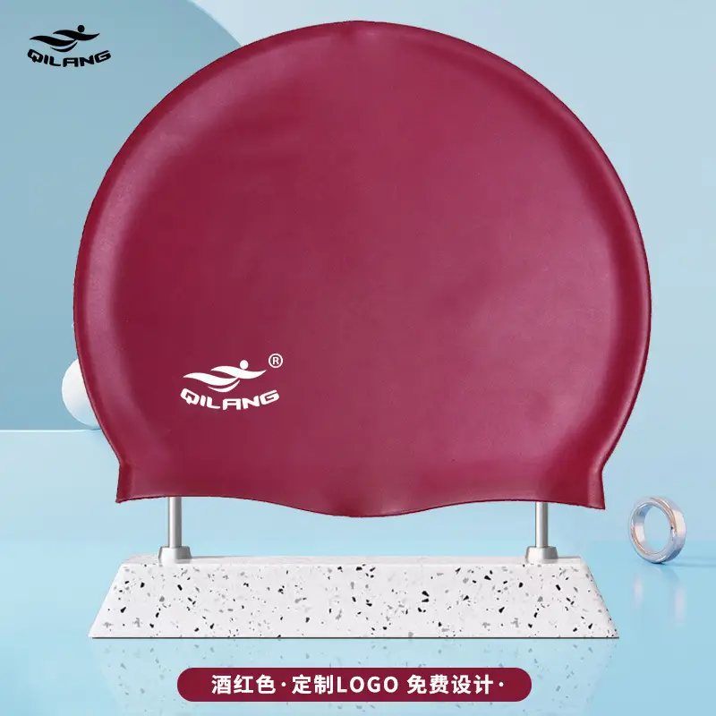 Qilang Silicone Swimming Cap Wholesale for Adults and Kidsren 50g Waterproof Men and Women Long Hair Swimming Cap Custom Made with Logo