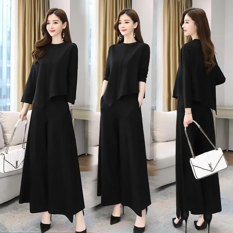Women Grey Slimming Skirt-Pants Two-Piece Suit Set