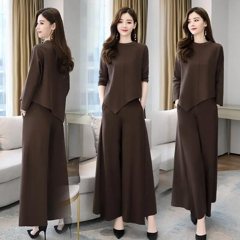 Women Grey Slimming Skirt-Pants Two-Piece Suit Set