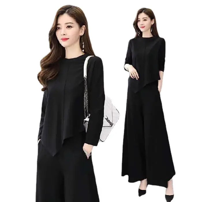 Women Grey Slimming Skirt-Pants Two-Piece Suit Set