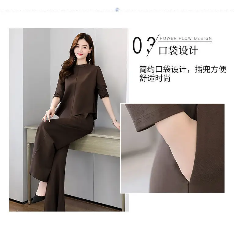 Women Grey Slimming Skirt-Pants Two-Piece Suit Set — feature 10