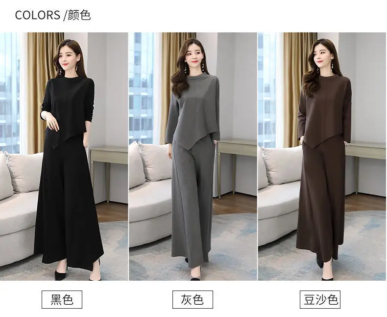 Women Grey Slimming Skirt-Pants Two-Piece Suit Set — feature 13