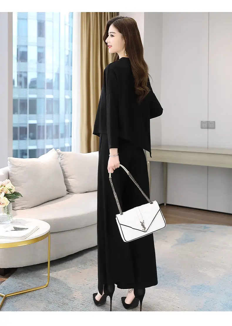 Women Grey Slimming Skirt-Pants Two-Piece Suit Set — feature 19