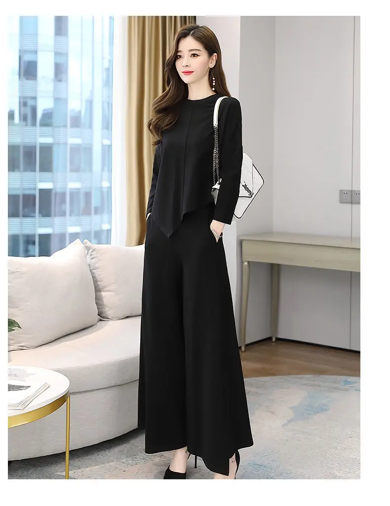 Women Grey Slimming Skirt-Pants Two-Piece Suit Set — feature 20