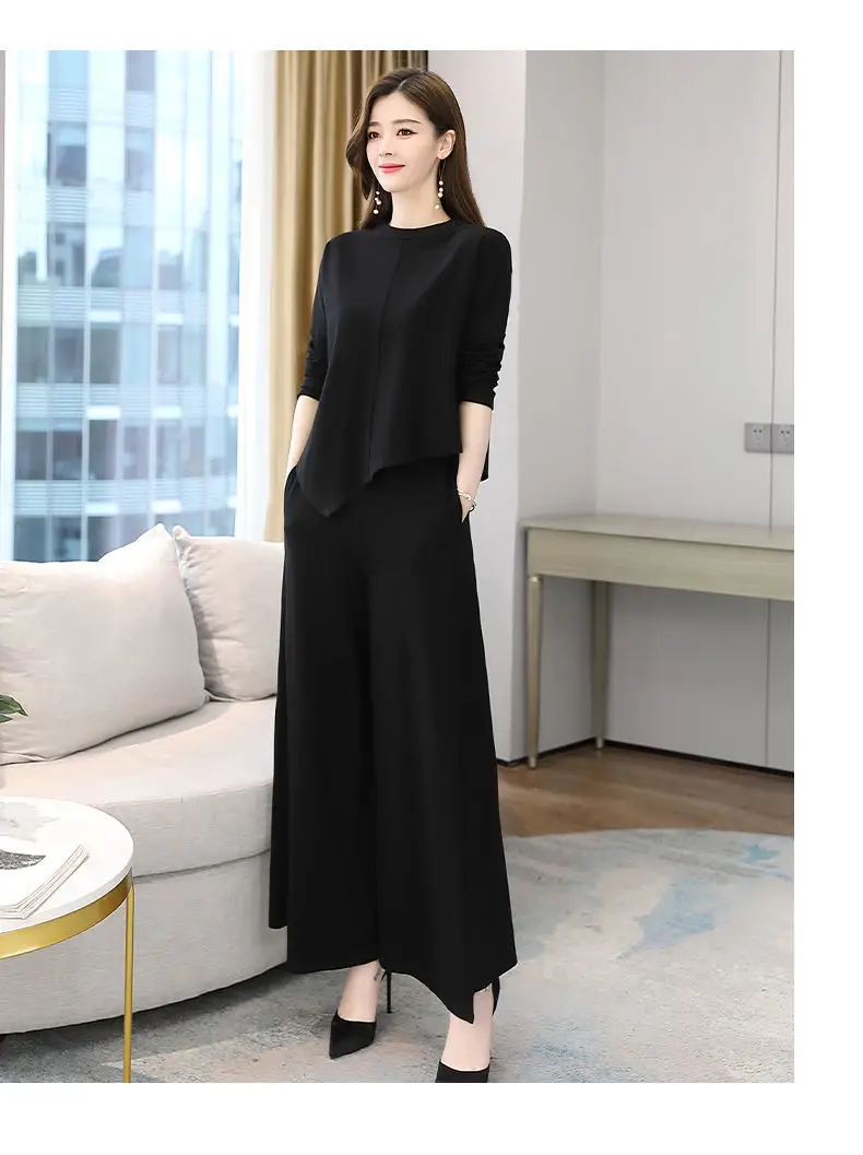 Women Grey Slimming Skirt-Pants Two-Piece Suit Set — feature 21