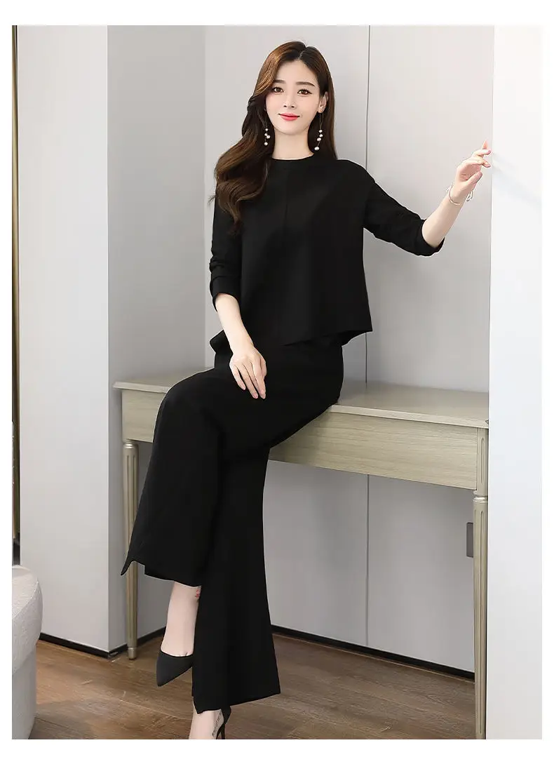 Women Grey Slimming Skirt-Pants Two-Piece Suit Set — feature 23