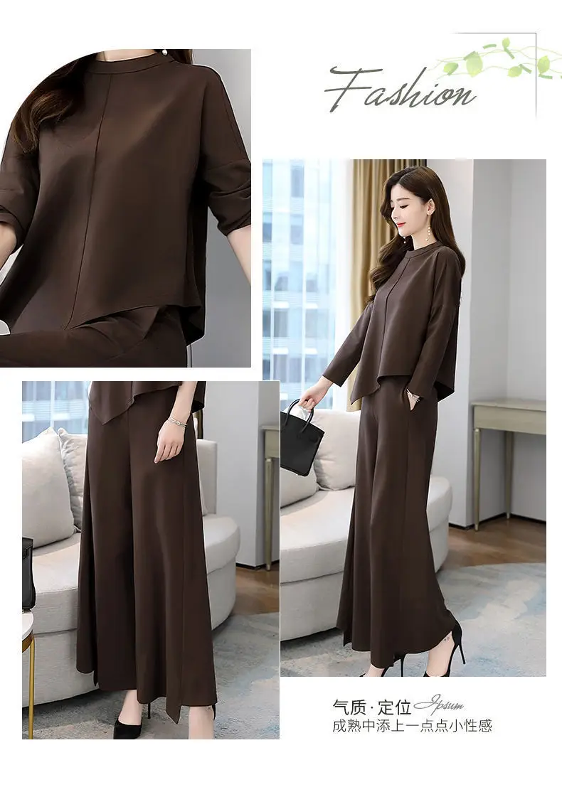 Women Grey Slimming Skirt-Pants Two-Piece Suit Set — feature 5