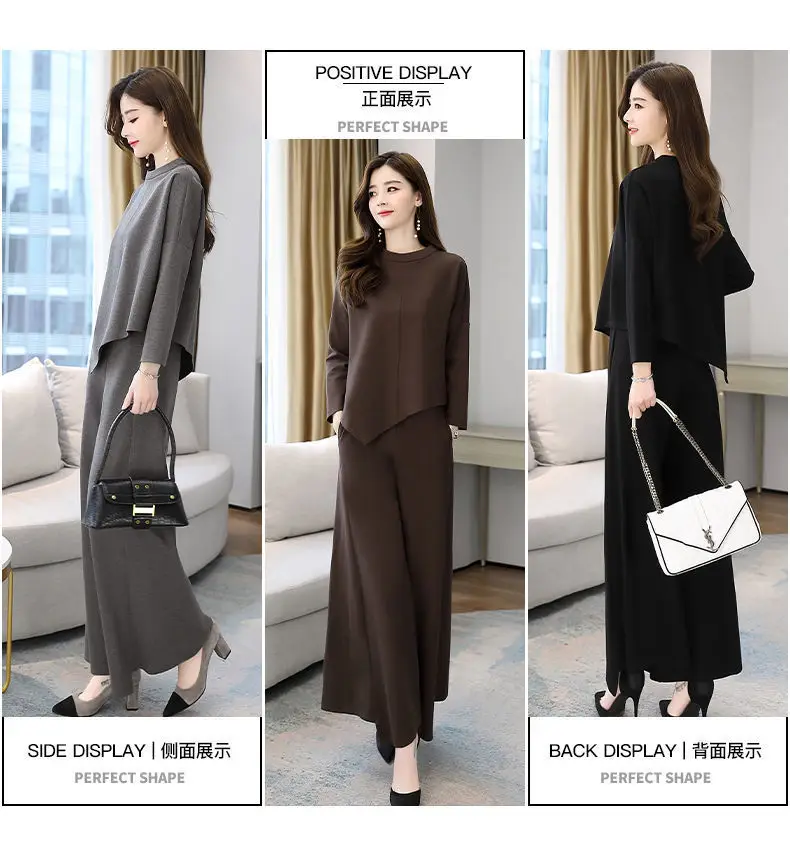 Women Grey Slimming Skirt-Pants Two-Piece Suit Set — feature 6