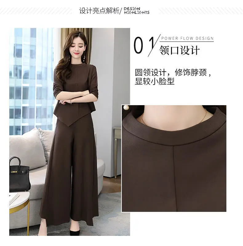 Women Grey Slimming Skirt-Pants Two-Piece Suit Set — feature 8