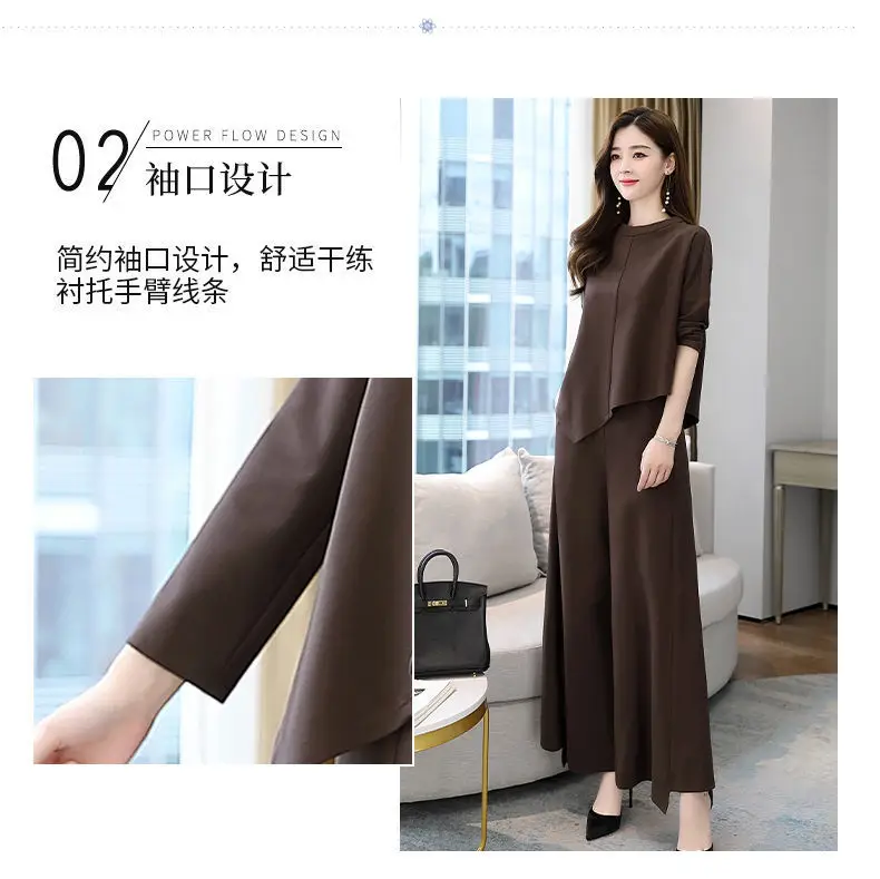 Women Grey Slimming Skirt-Pants Two-Piece Suit Set — feature 9