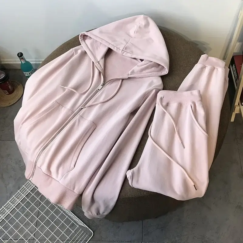 Women's Pink Hooded Sweatshirt 2-Piece Set - Image 12