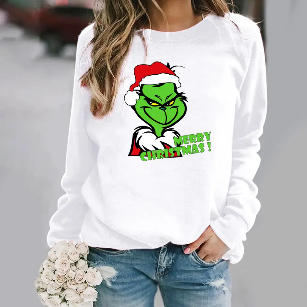 Green Elf Christmas Sweater Women Brown Long Sleeve - Image 13