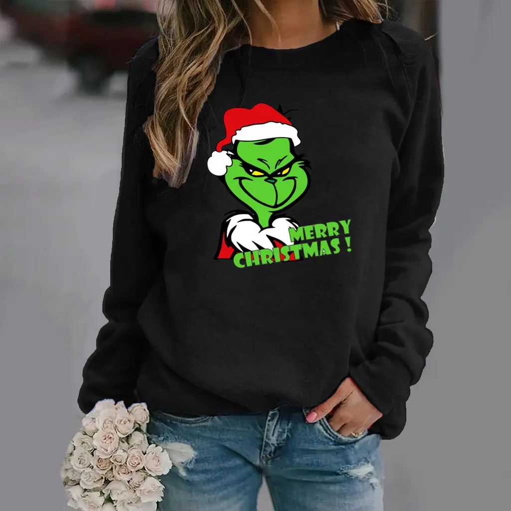 Green Elf Christmas Sweater Women Brown Long Sleeve - Image 15