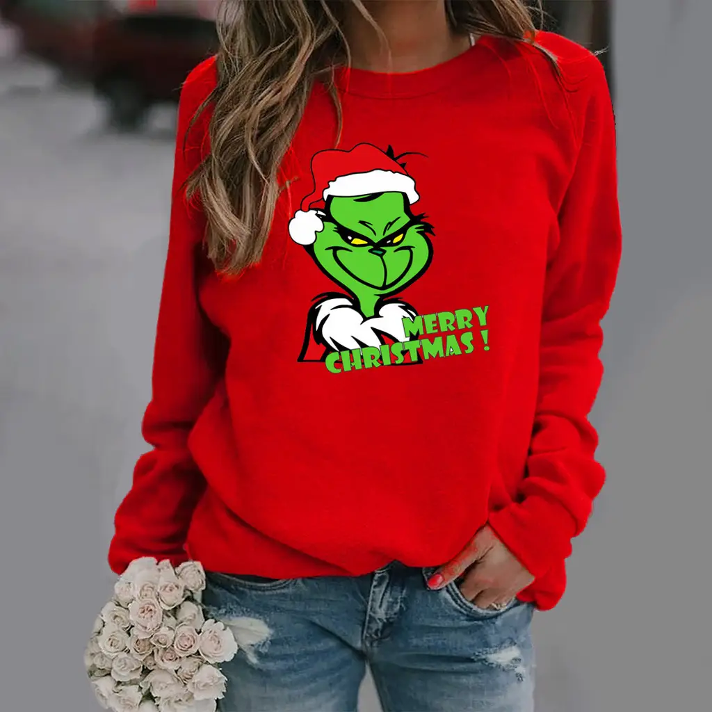 Green Elf Christmas Sweater Women Brown Long Sleeve - Image 16