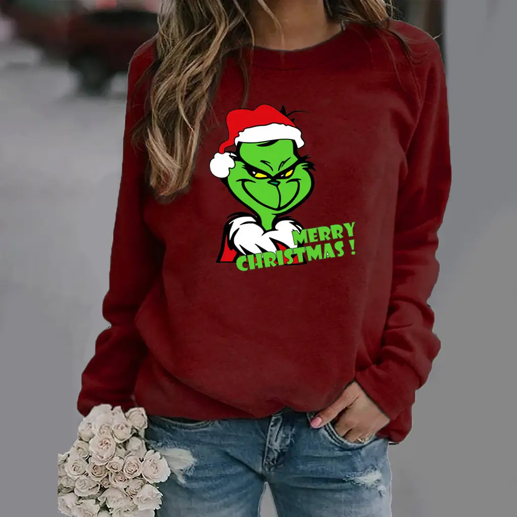 Green Elf Christmas Sweater Women Brown Long Sleeve - Image 11