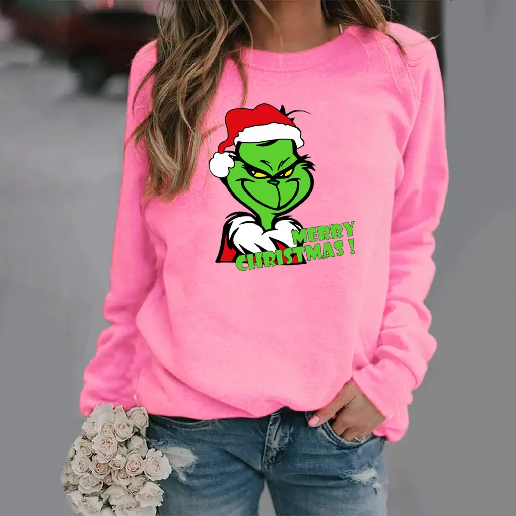 Green Elf Christmas Sweater Women Brown Long Sleeve - Image 3
