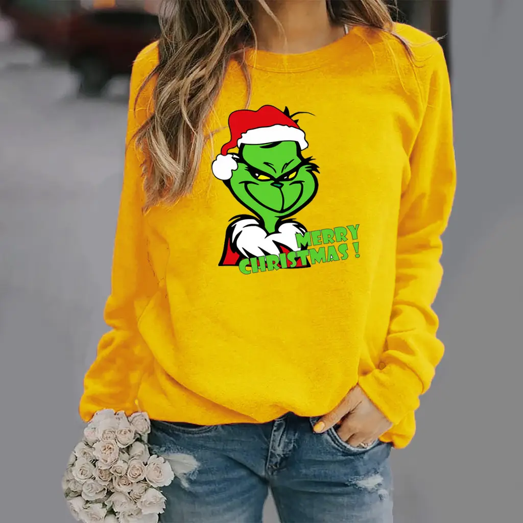 Green Elf Christmas Sweater Women Brown Long Sleeve - Image 4