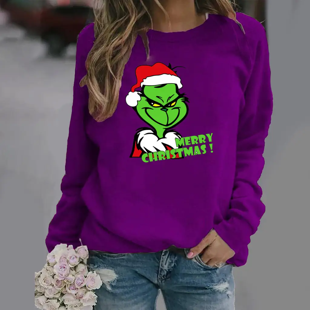 Green Elf Christmas Sweater Women Brown Long Sleeve - Image 6