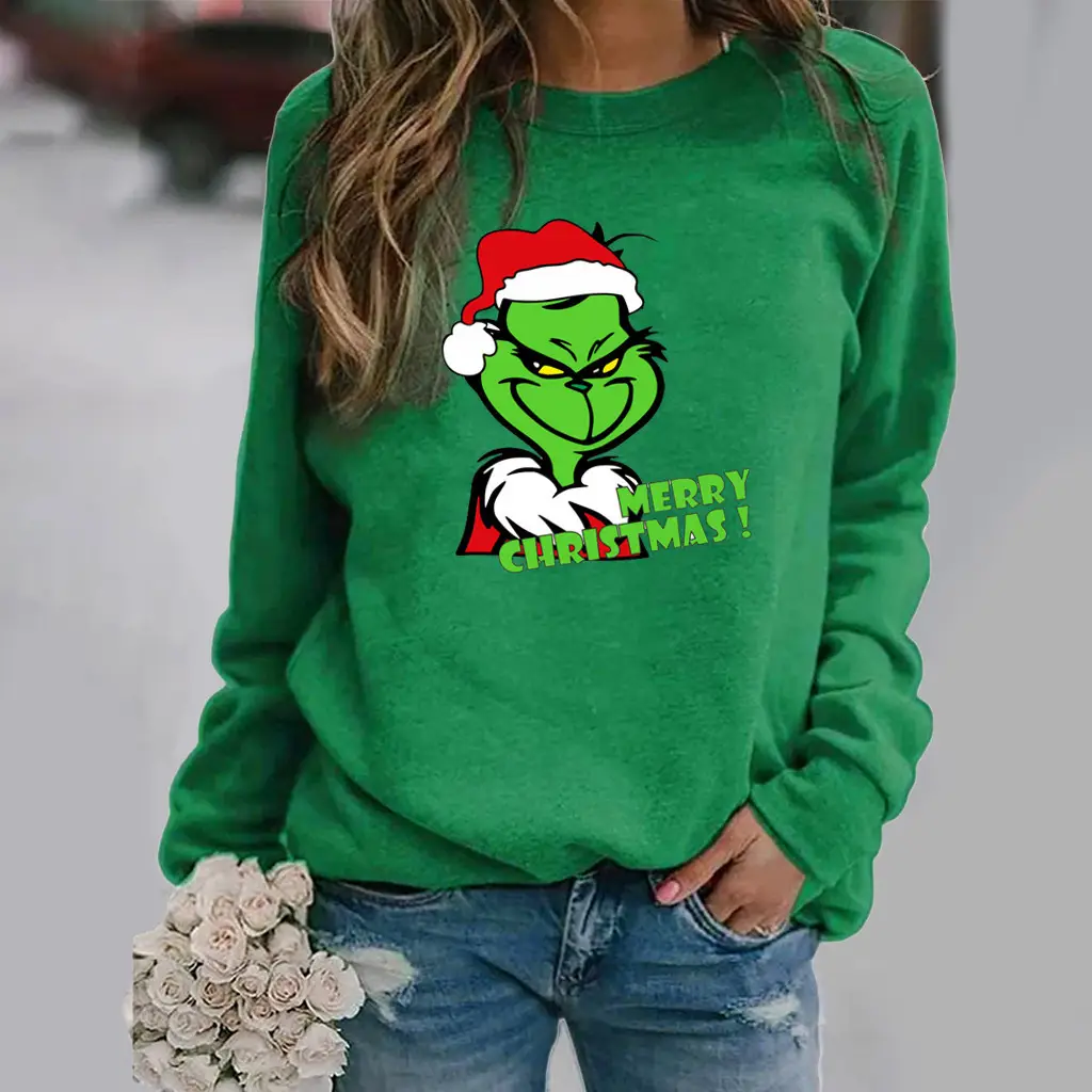 Green Elf Christmas Sweater Women Brown Long Sleeve - Image 8