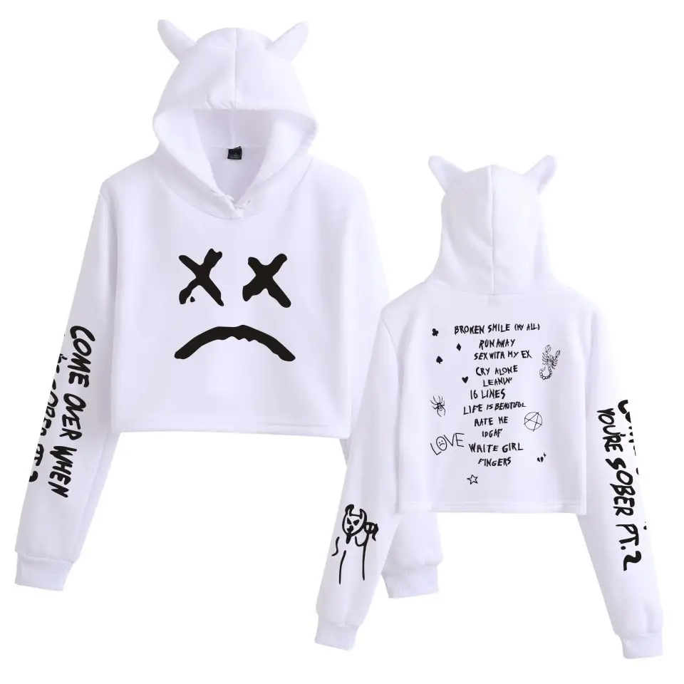Lil Peep Hooded Sweatshirt Set Black Cat Ears Love Print