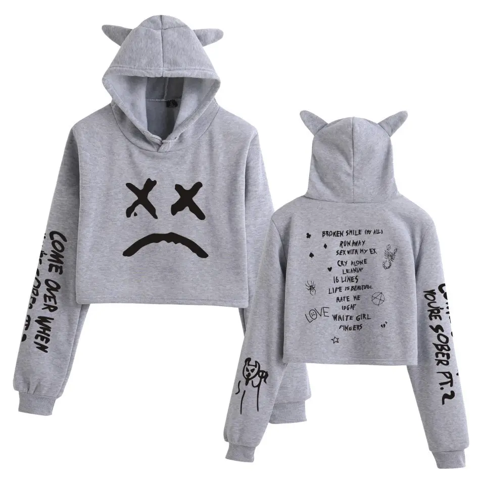 Lil Peep Hooded Sweatshirt Set Black Cat Ears Love Print