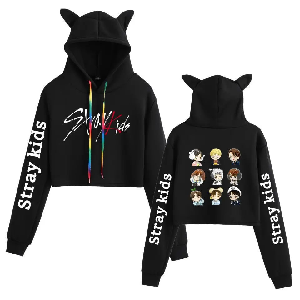 Stray Kids Hooded Vest Set Gray Cat Ears - Image 25