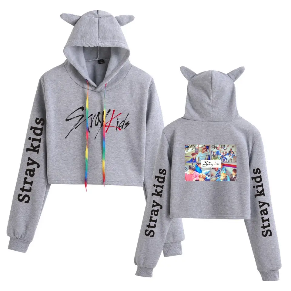 Stray Kids Hooded Vest Set Gray Cat Ears - Image 19