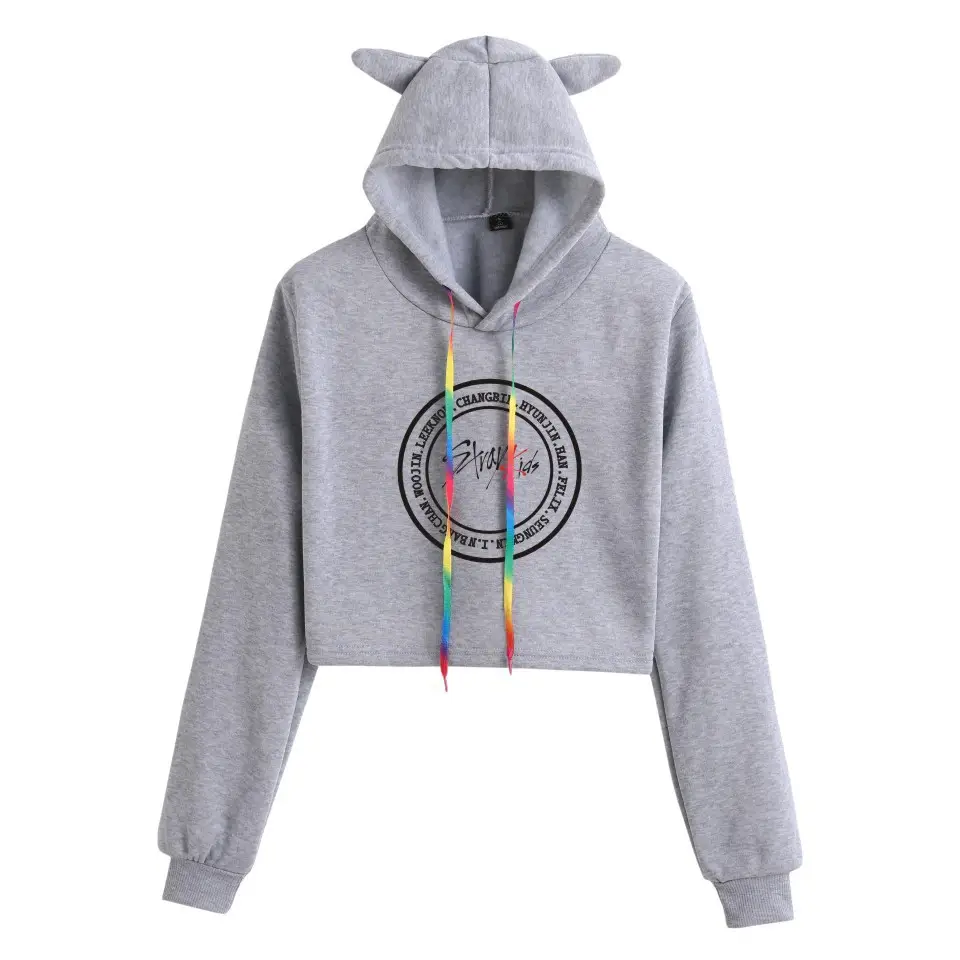 Stray Kids Hooded Vest Set Gray Cat Ears - Image 3