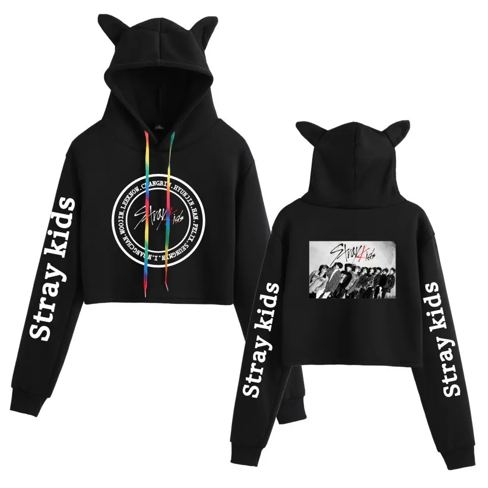 Stray Kids Hooded Vest Set Gray Cat Ears - Image 5