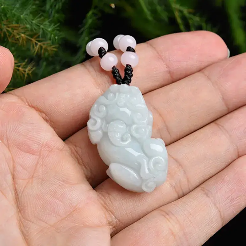 Ice Jade Ruyi Picchu Pendant Medium White - Image 3