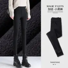Fleece Leggings Women Black High Waist Elastic Winter — feature 15