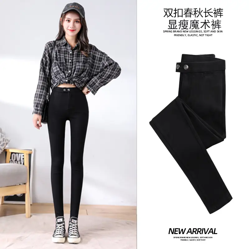 Fleece Leggings Women Black High Waist Elastic Winter - Image 3