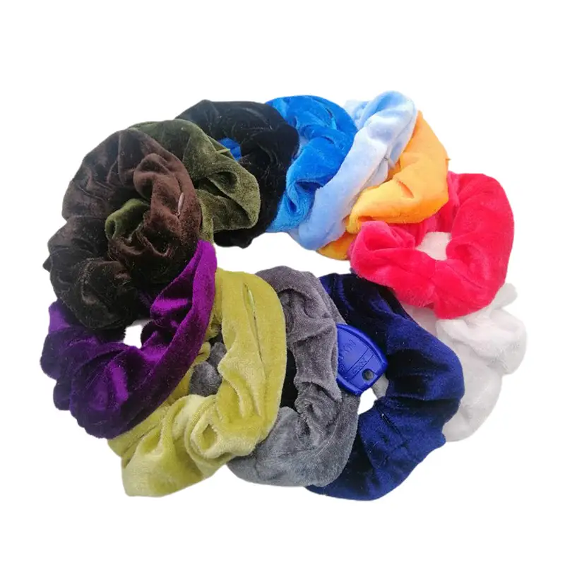 Orange Velvet Hair Scrunchie with Keychain Set