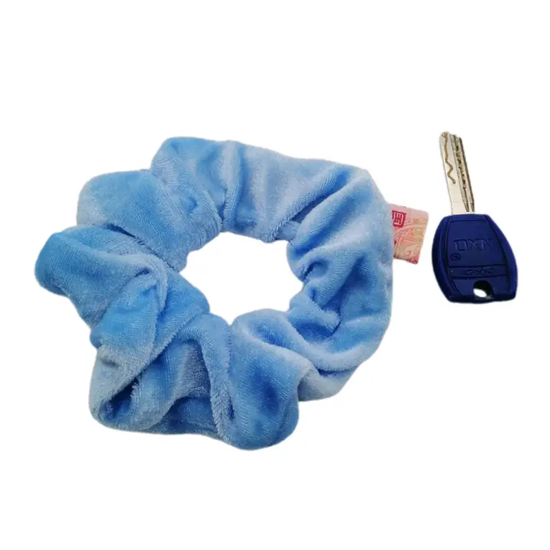 Orange Velvet Hair Scrunchie with Keychain Set