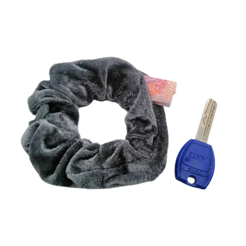 Orange Velvet Hair Scrunchie with Keychain Set