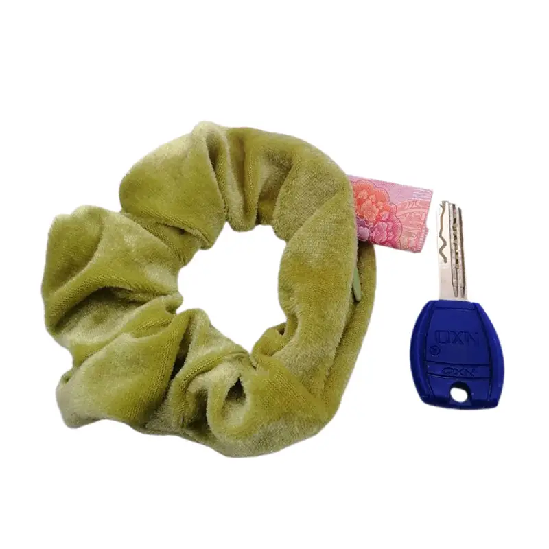 Orange Velvet Hair Scrunchie with Keychain Set