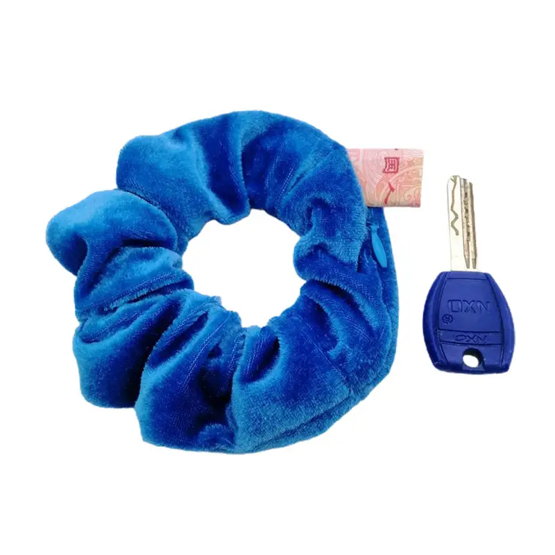 Orange Velvet Hair Scrunchie with Keychain Set