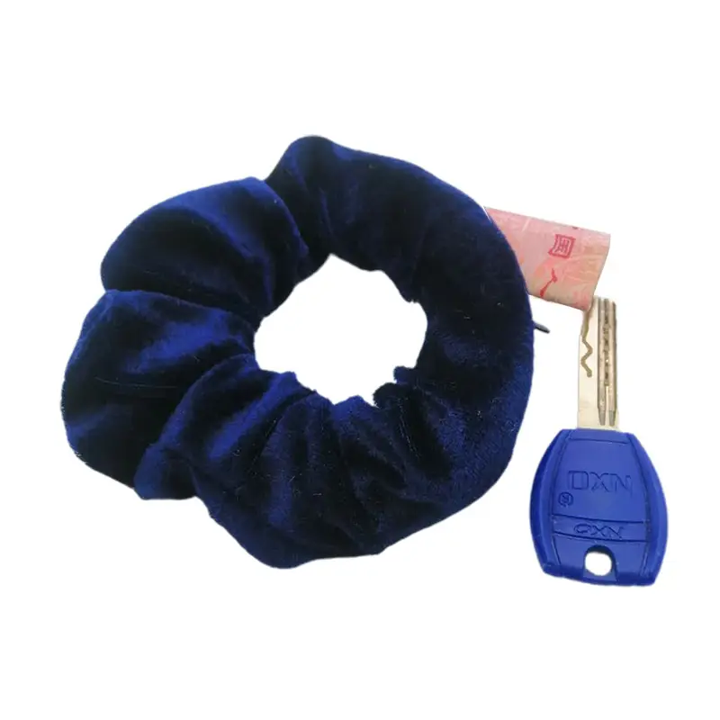 Orange Velvet Hair Scrunchie with Keychain Set