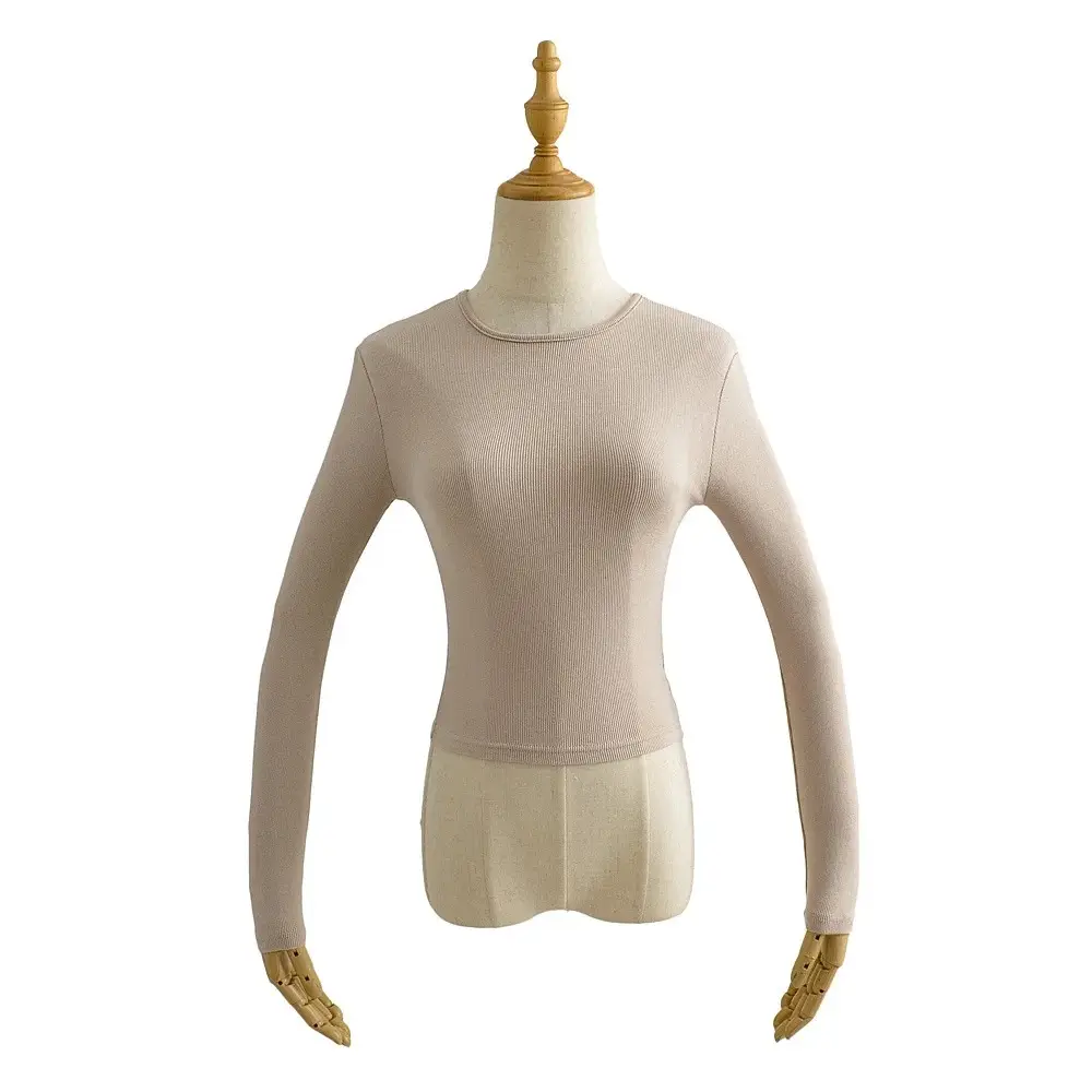 Women Maroon Long Sleeve T-Shirt Solid Gray - Image 3