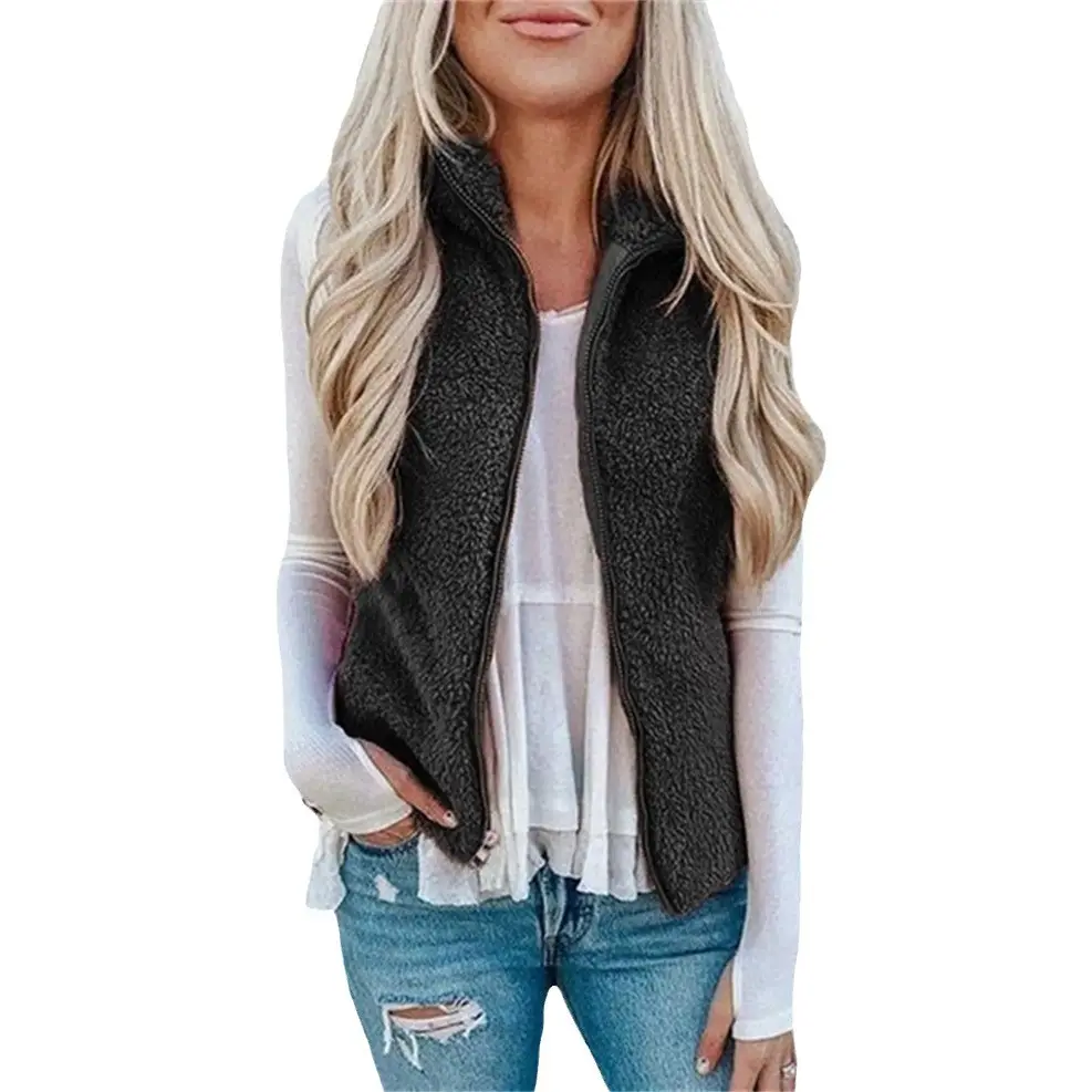 Women's Plush Crossbody Vest Top Red Winter Coat - Image 10