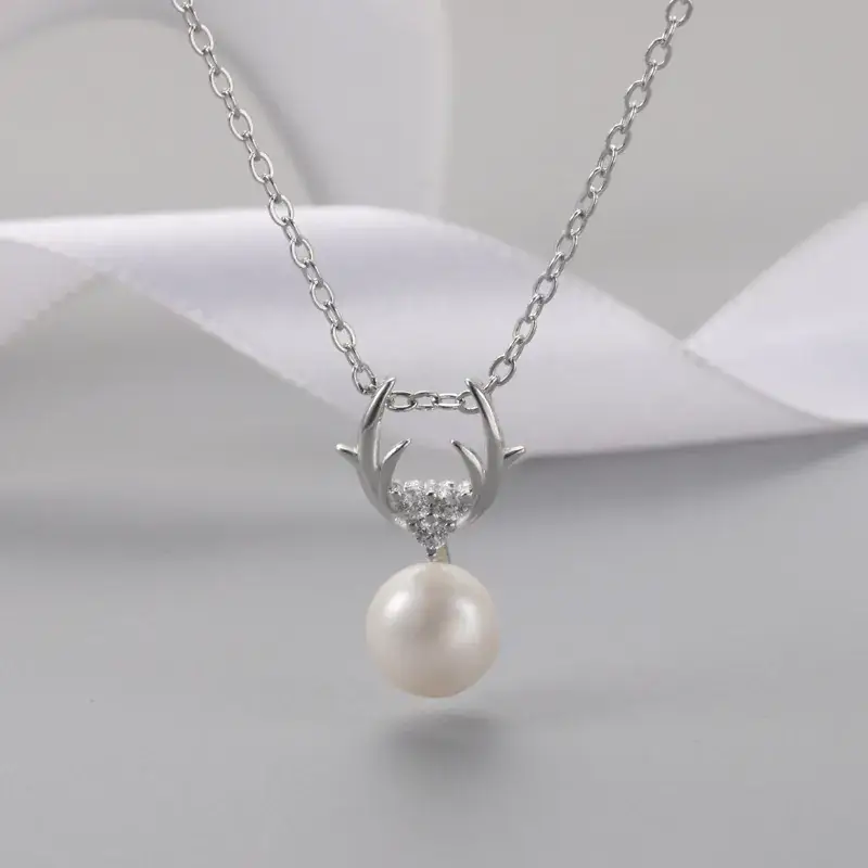 Korean Style Deer Pearl Pendant Necklace