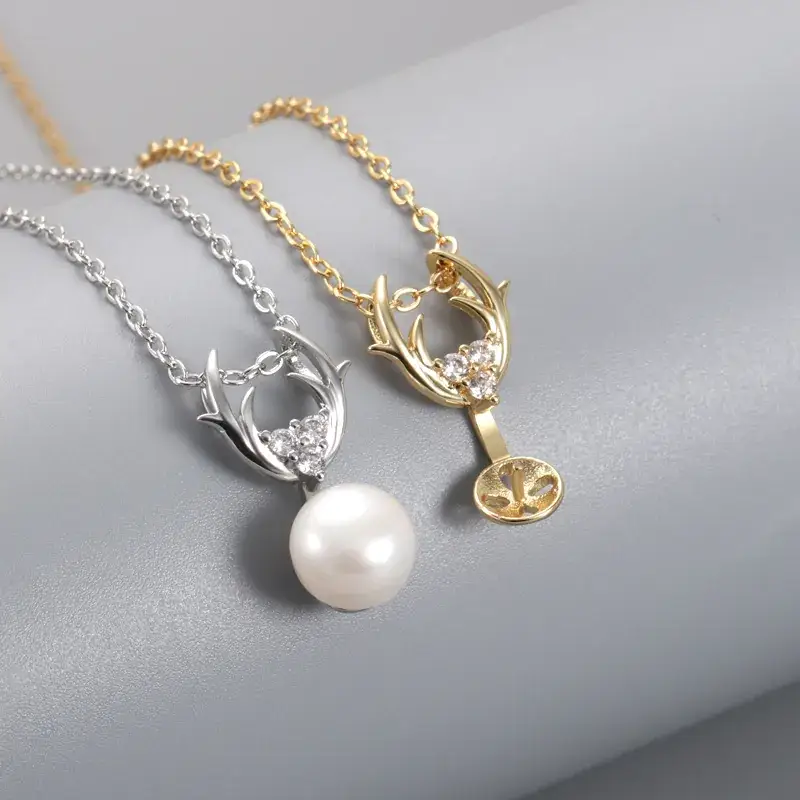 Korean Style Deer Pearl Pendant Necklace