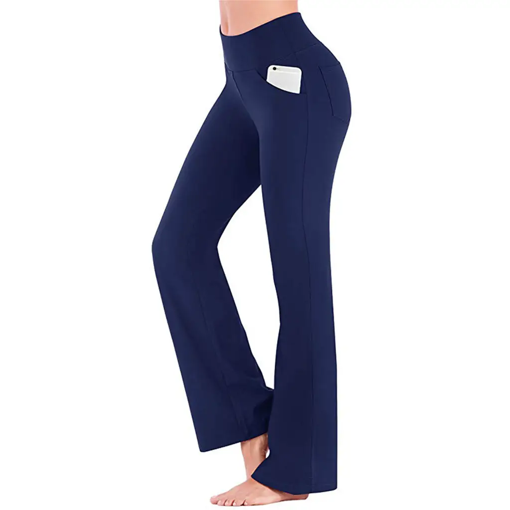 Women's Navy Wide Leg Pants with Pocket - Image 9