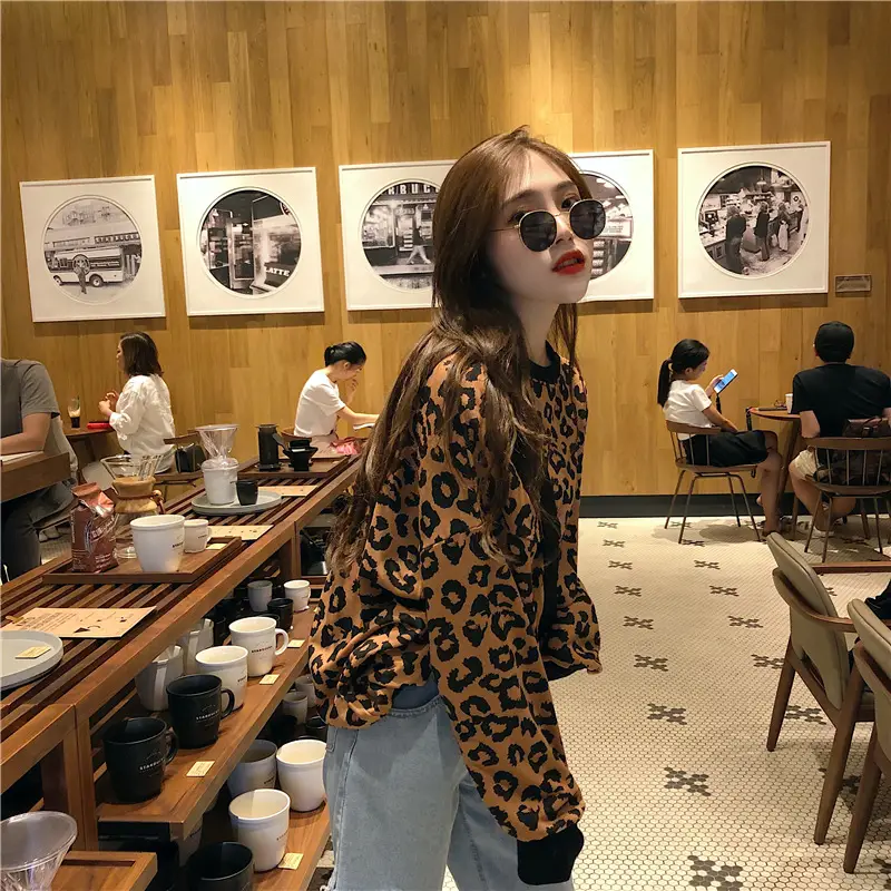 Women Leopard Print Long Sleeve Sweater 2020 - Image 3