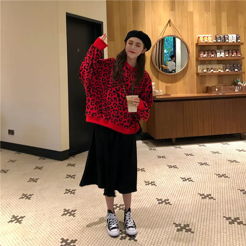Women Leopard Print Long Sleeve Sweater 2020 - Image 4