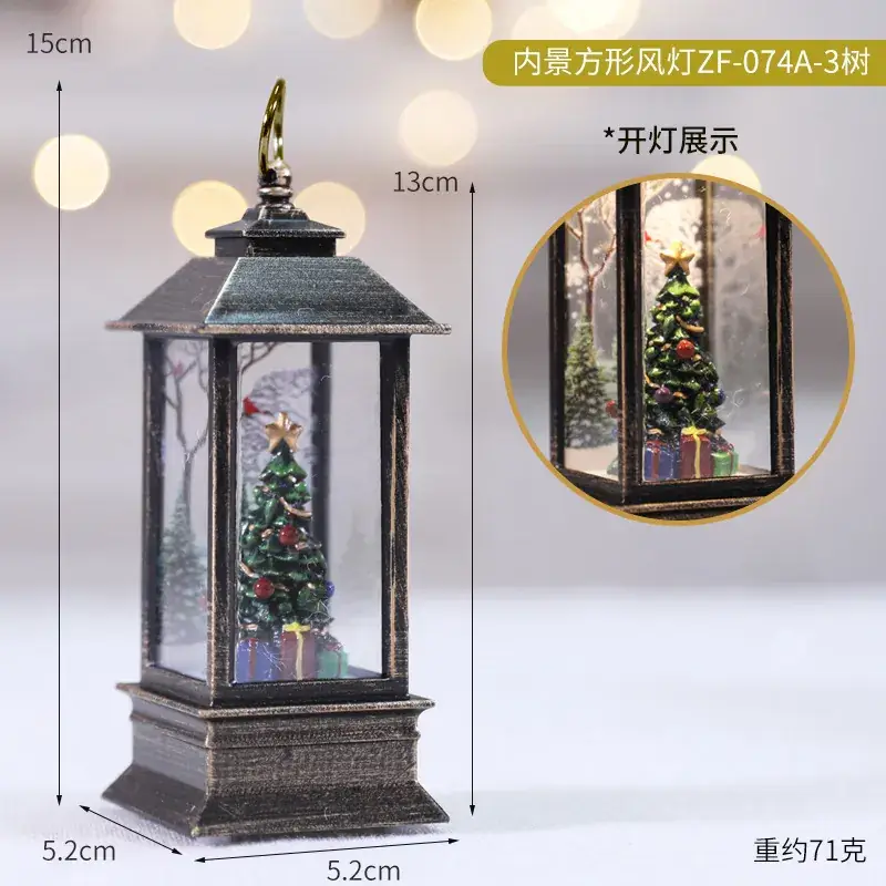 Red Christmas Tree Decorative Lamp 12cm Square Wind Lamp - Image 3
