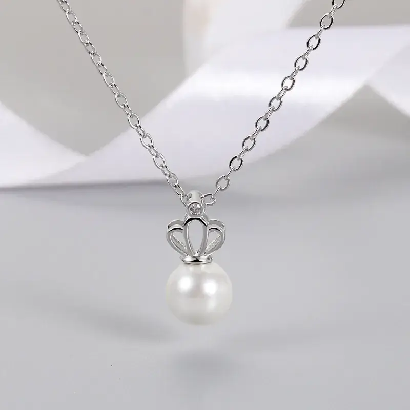 Gold Pearl Crown Necklace for Women - Image 6